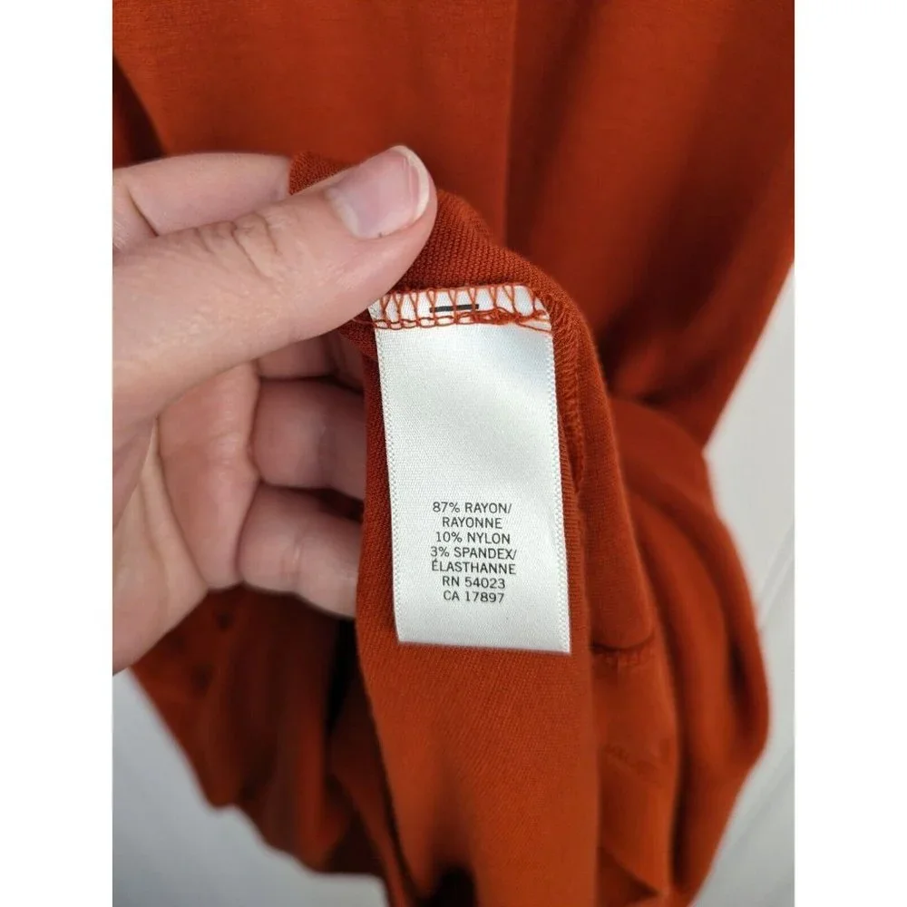 Banana Republic Women's Dress Burnt Orange Rouched‎ Sleeve Pullover Size M